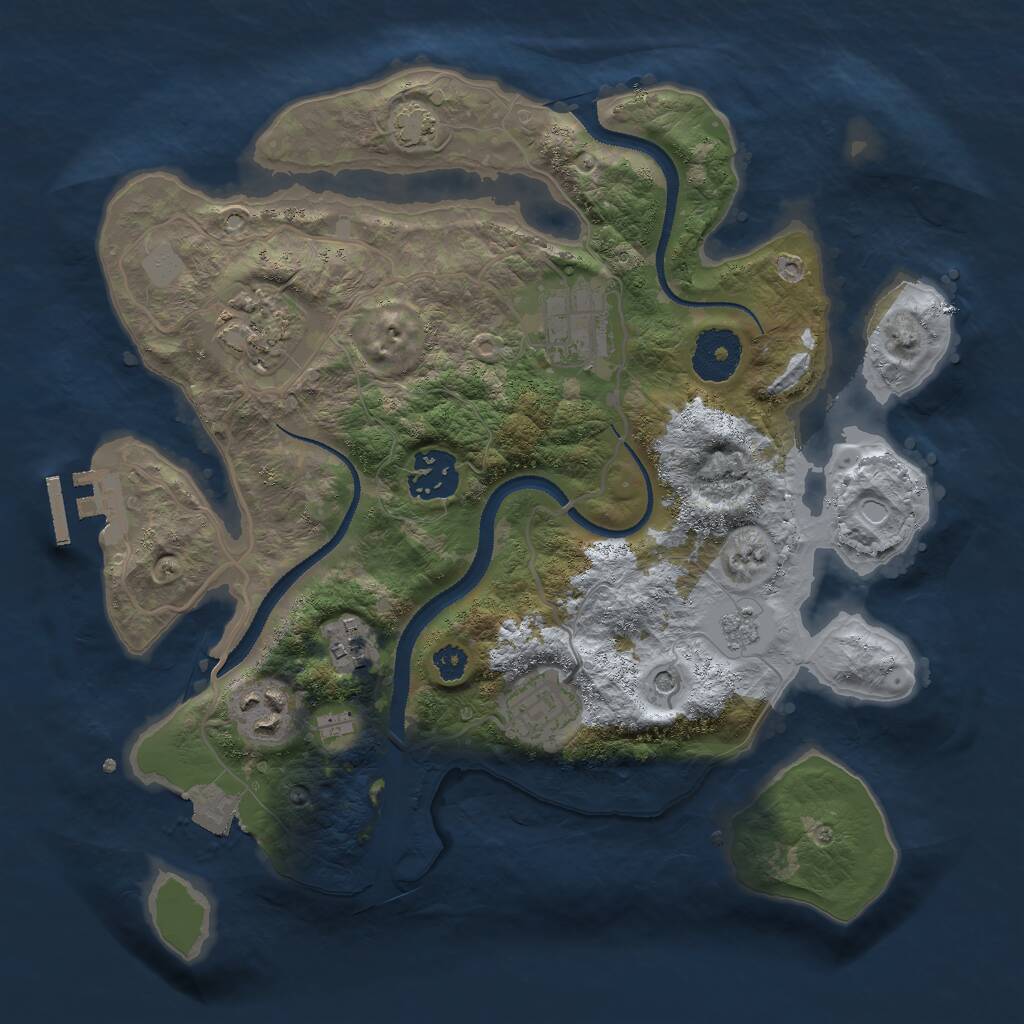 Rust Map: Procedural Map, Size: 3000, Seed: 766639, 11 Monuments