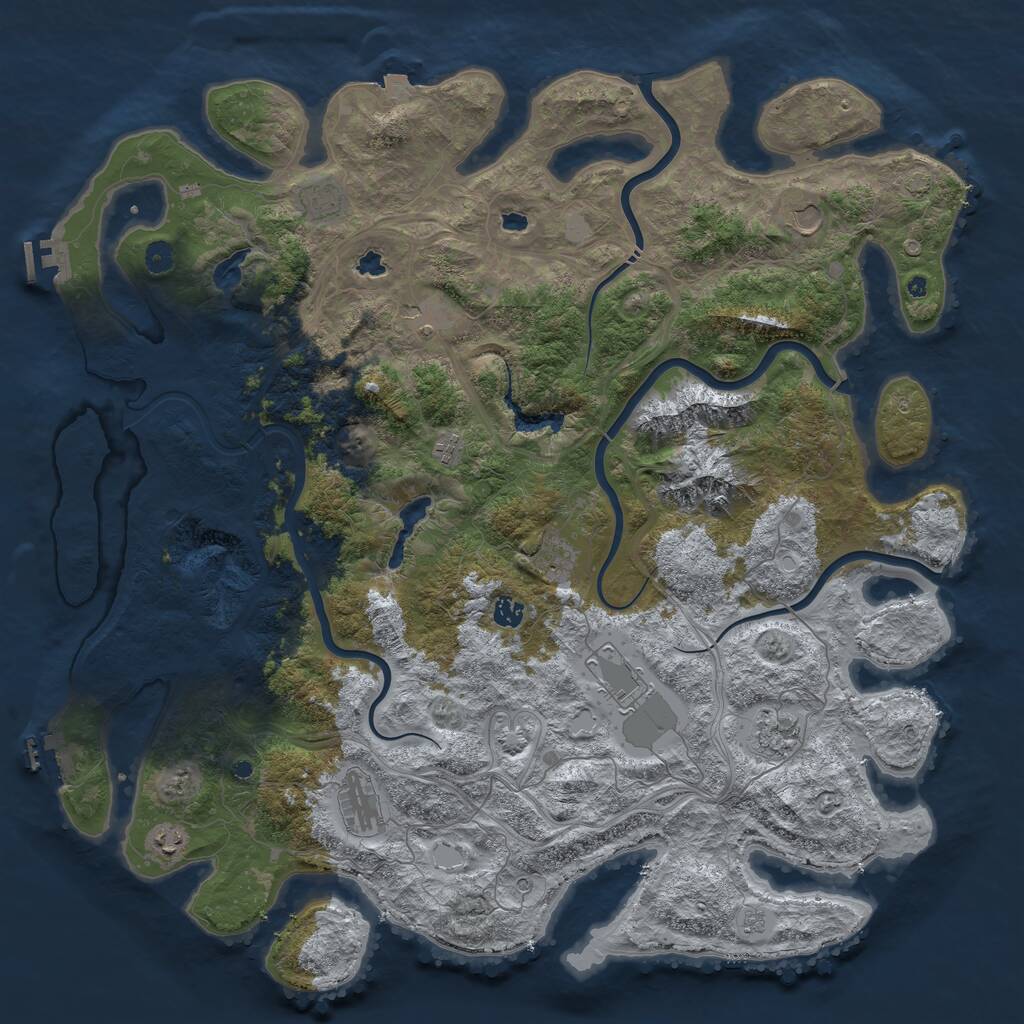 Rust Map: Procedural Map, Size: 5000, Seed: 12349876, 16 Monuments