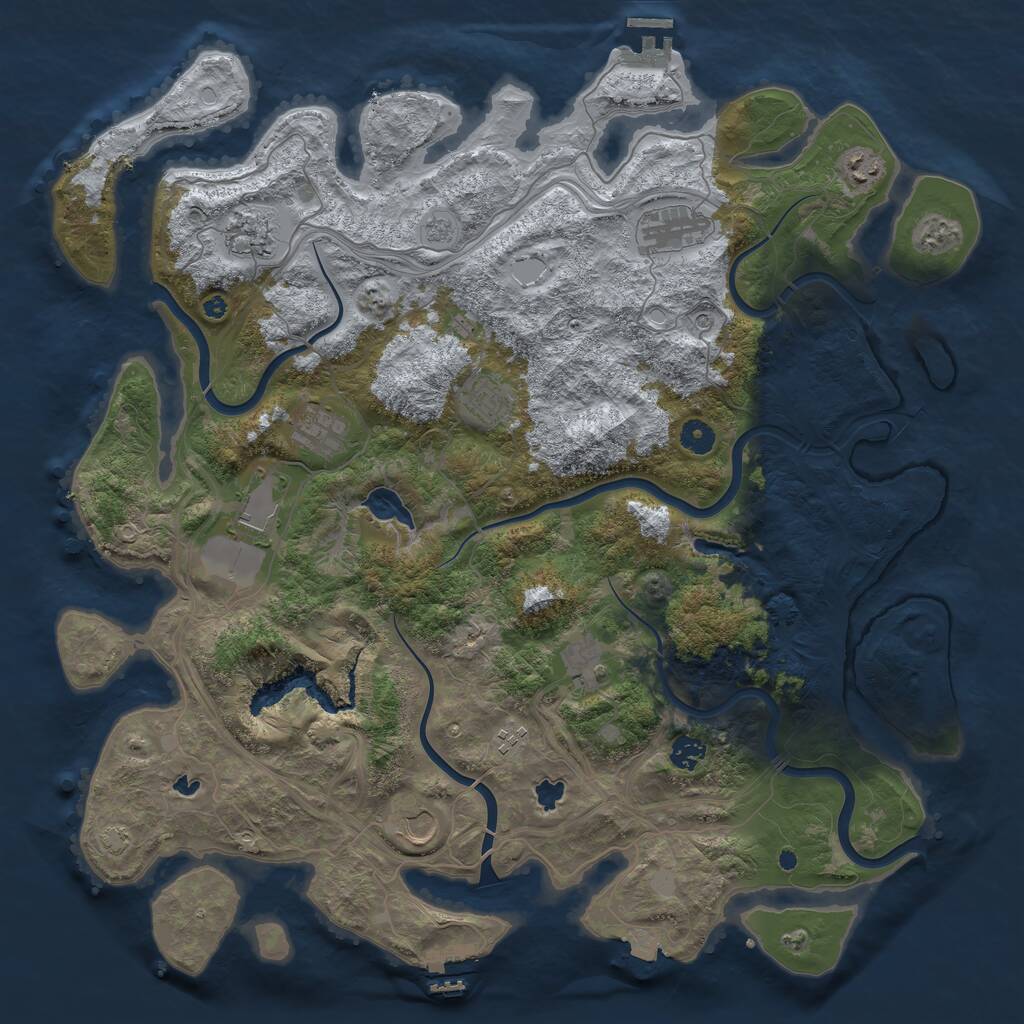 Rust Map: Procedural Map, Size: 4500, Seed: 459691810, 16 Monuments