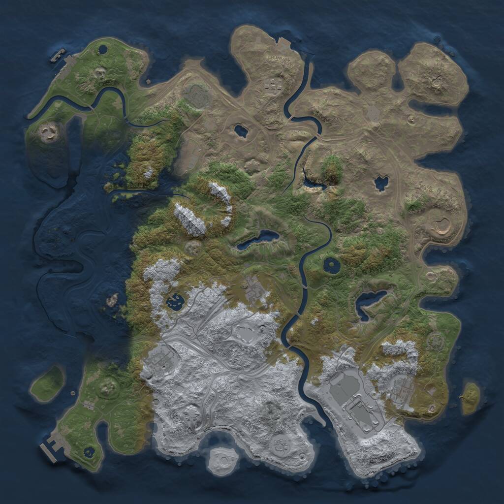 Rust Map: Procedural Map, Size: 4500, Seed: 1841285215, 16 Monuments