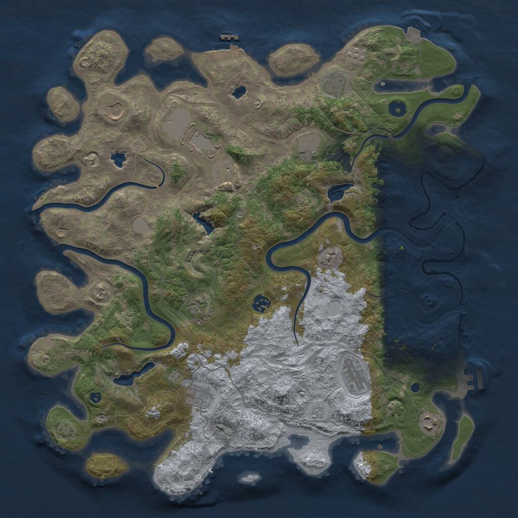Rust Map: Procedural Map, Size: 4500, Seed: 497908858, 17 Monuments