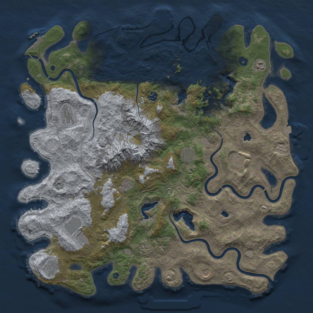 Rust Map: Procedural Map, Size: 5000, Seed: 1608165854, 17 Monuments