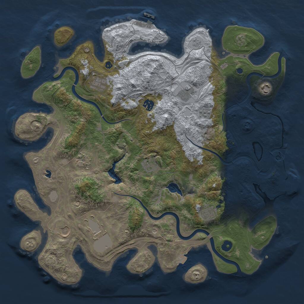 Rust Map: Procedural Map, Size: 4250, Seed: 1142264668, 16 Monuments
