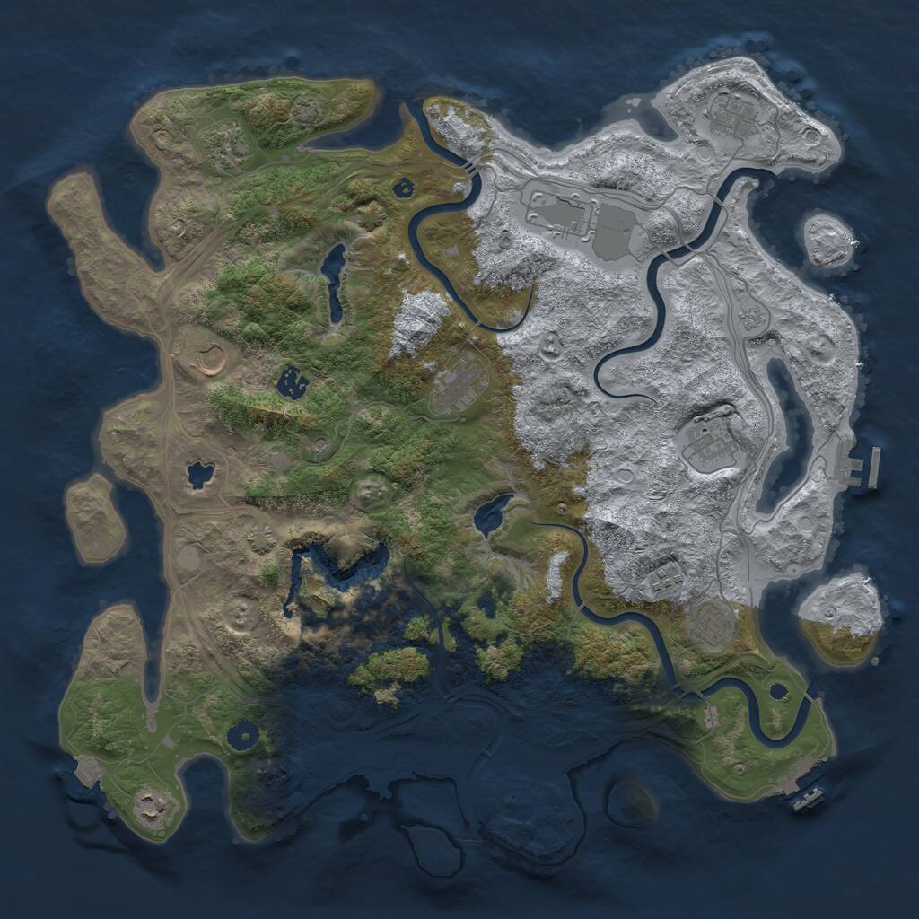 Rust Map: Procedural Map, Size: 4500, Seed: 22778219, 16 Monuments