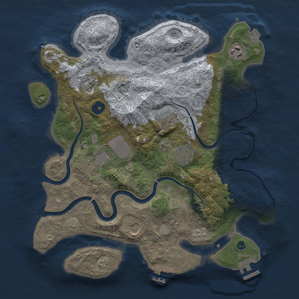 Rust Map: Procedural Map, Size: 3500, Seed: 734950016, 13 Monuments
