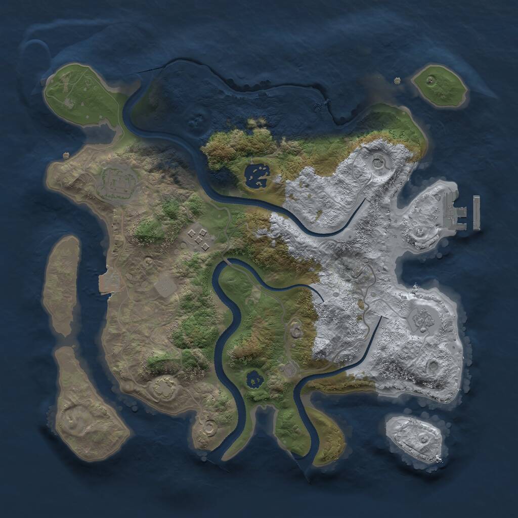 Rust Map: Procedural Map, Size: 3000, Seed: 698418920, 8 Monuments