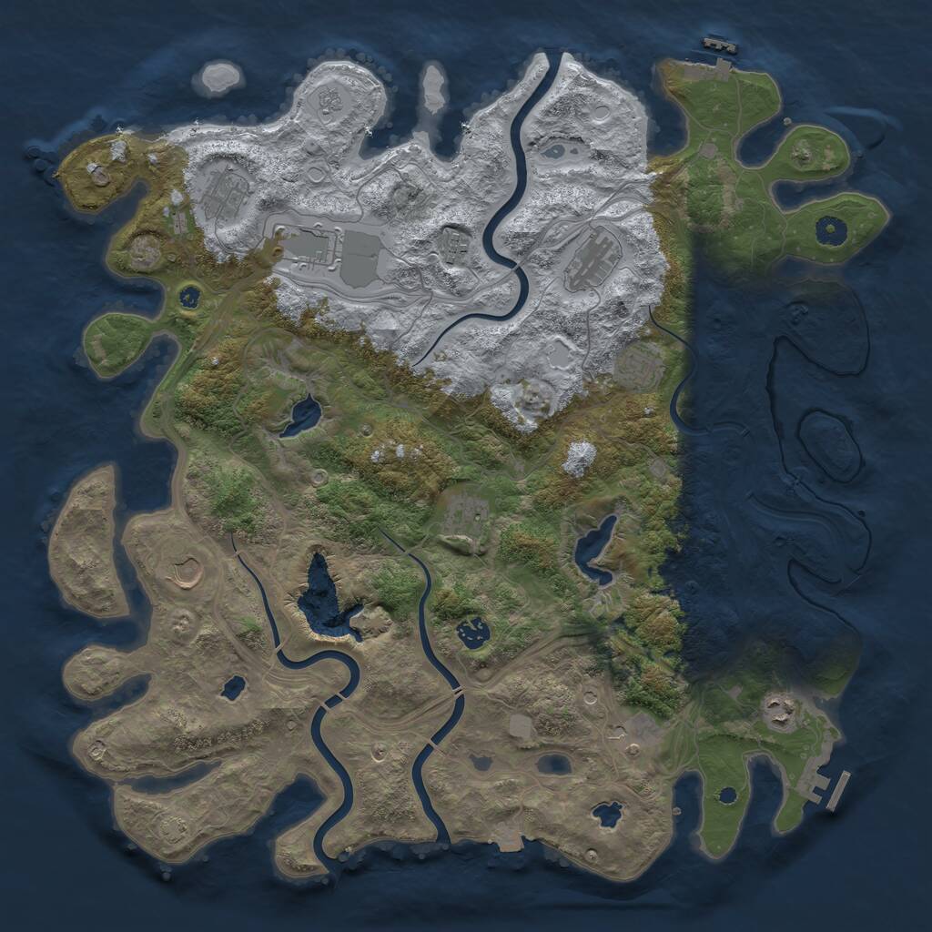 Rust Map: Procedural Map, Size: 4500, Seed: 1579622250, 16 Monuments