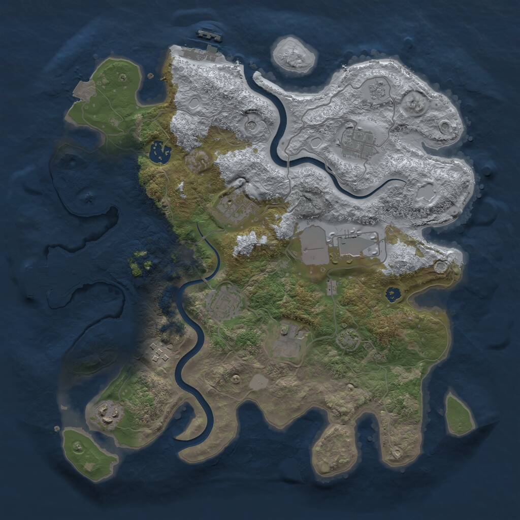Rust Map: Procedural Map, Size: 3500, Seed: 20229, 14 Monuments