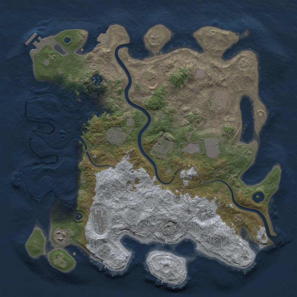 Rust Map: Procedural Map, Size: 3900, Seed: 491368, 16 Monuments