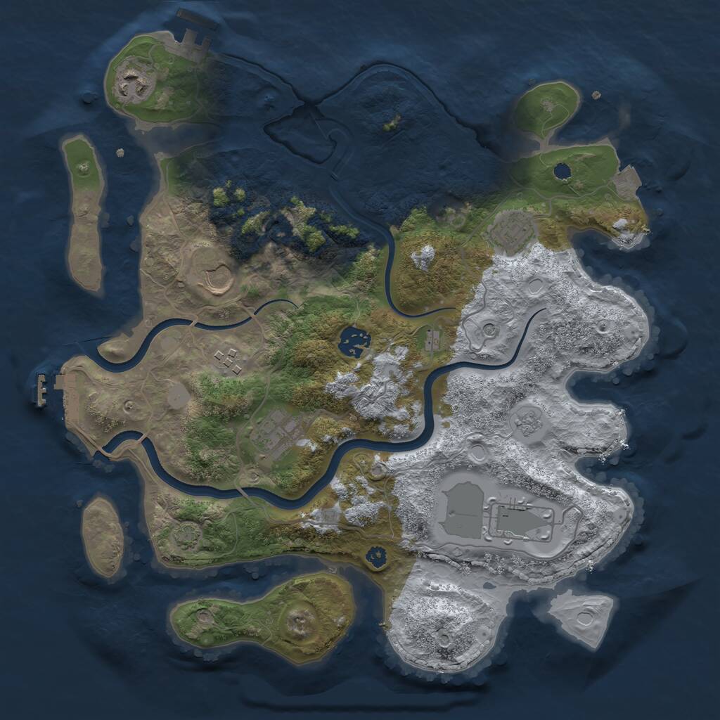 Rust Map: Procedural Map, Size: 3500, Seed: 795505246, 13 Monuments