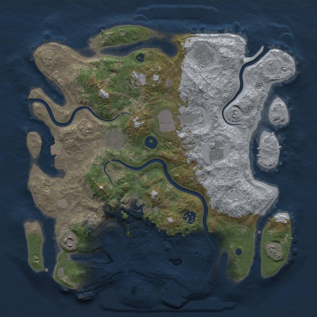 Rust Map: Procedural Map, Size: 3750, Seed: 2008610427, 15 Monuments