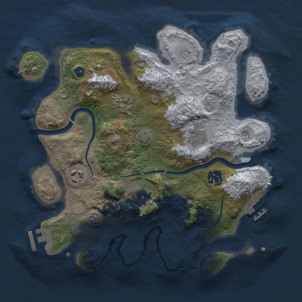 Rust Map: Procedural Map, Size: 3000, Seed: 129384756, 12 Monuments