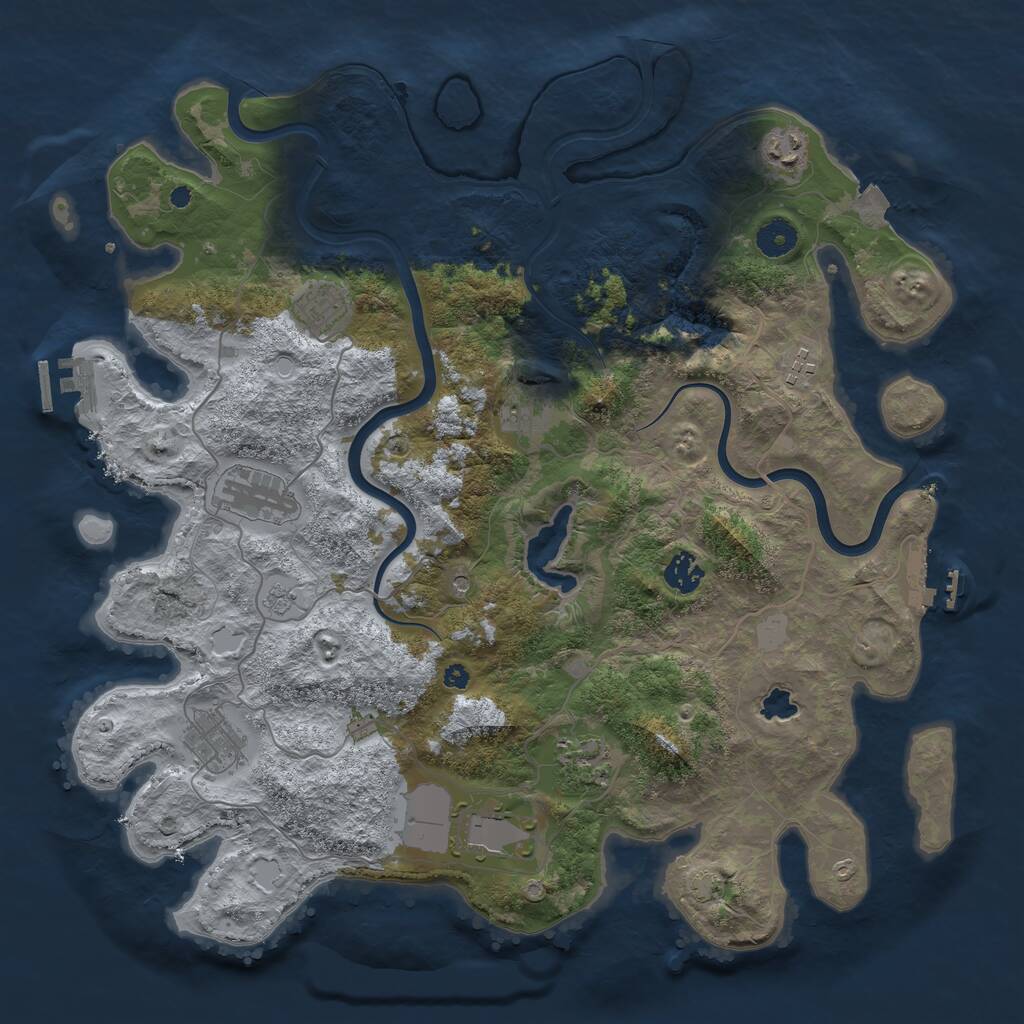 Rust Map: Procedural Map, Size: 4000, Seed: 1686292385, 15 Monuments