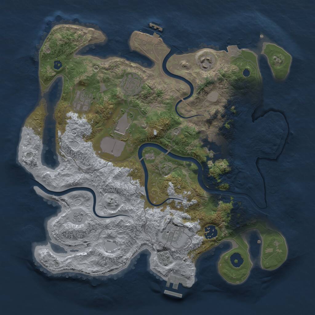 Rust Map: Procedural Map, Size: 3500, Seed: 2095323367, 14 Monuments