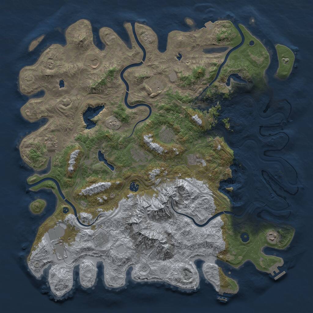 Rust Map: Procedural Map, Size: 5000, Seed: 777683, 17 Monuments