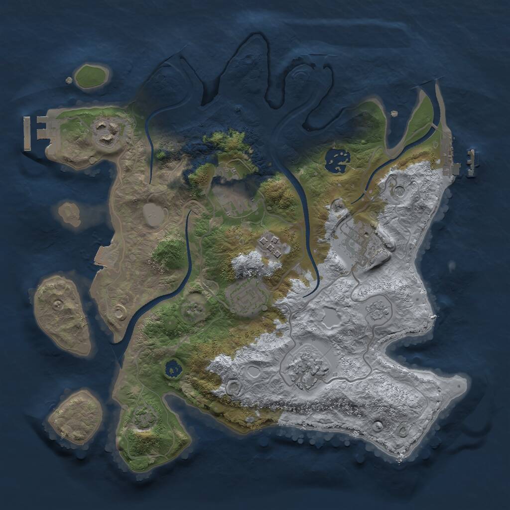 Rust Map: Procedural Map, Size: 3000, Seed: 245594, 13 Monuments