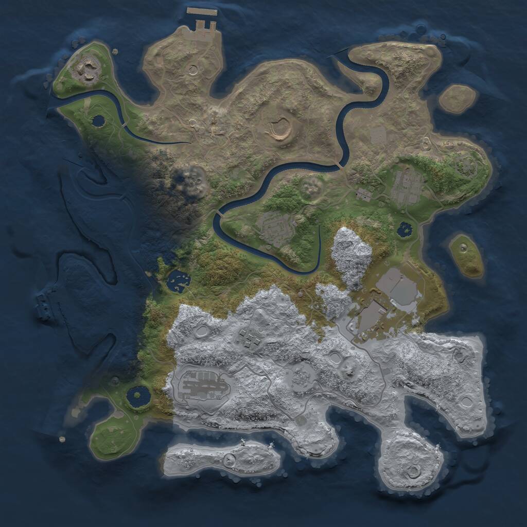 Rust Map: Procedural Map, Size: 3500, Seed: 2139721530, 14 Monuments