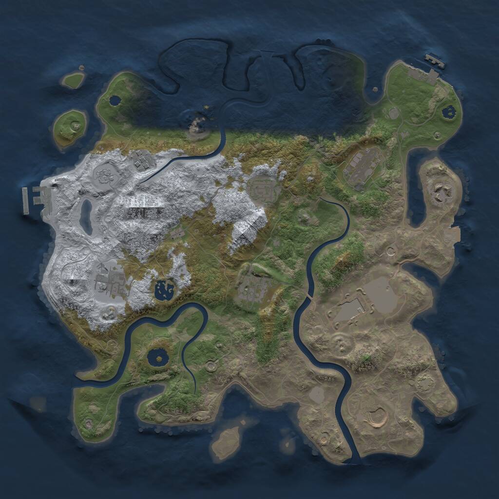 Rust Map: Procedural Map, Size: 3700, Seed: 625643282, 15 Monuments