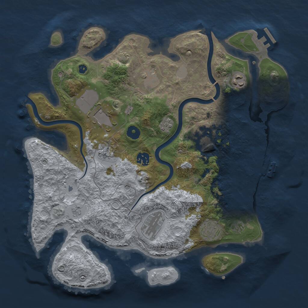 Rust Map: Procedural Map, Size: 3500, Seed: 73029663, 15 Monuments