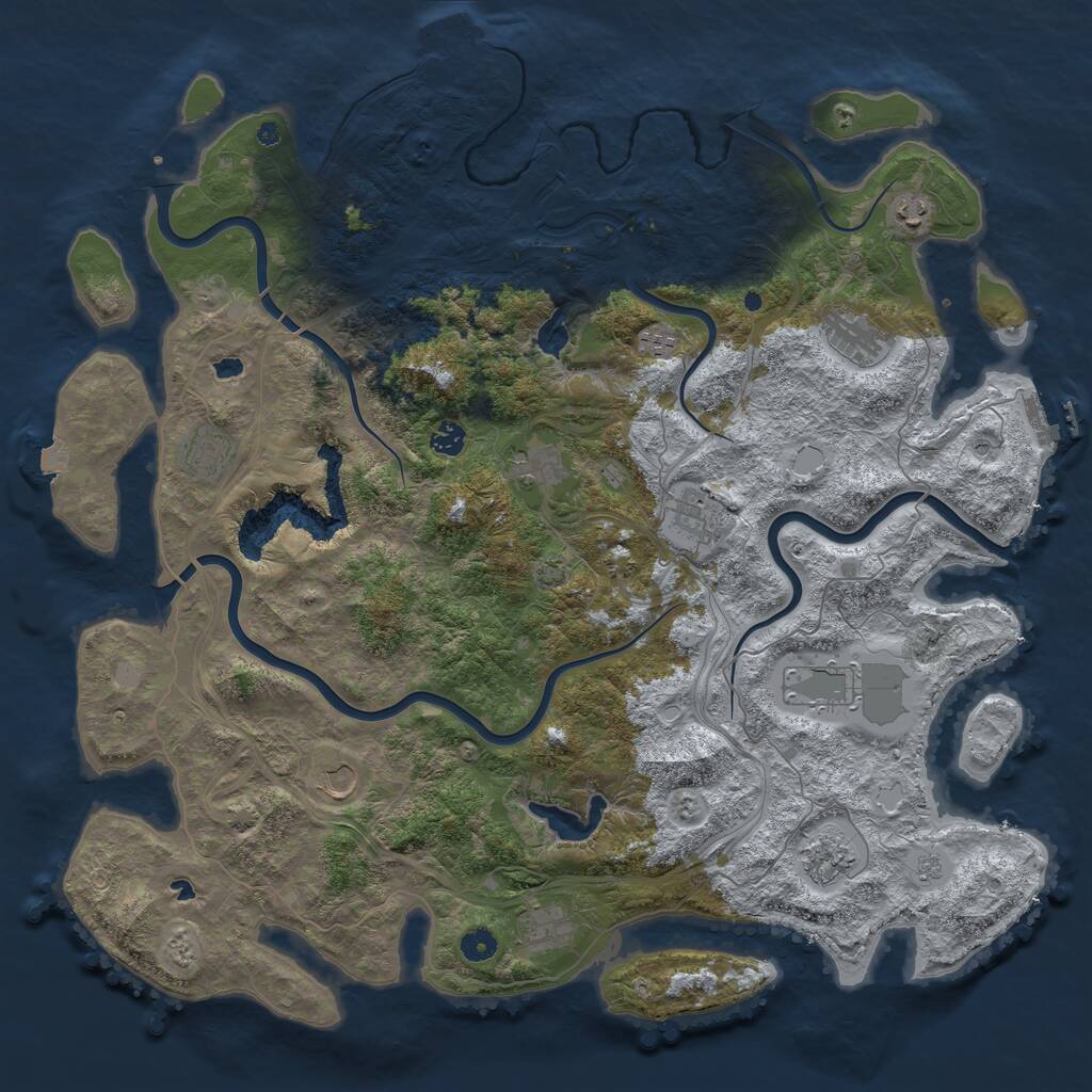 Rust Map: Procedural Map, Size: 4800, Seed: 223549059, 17 Monuments