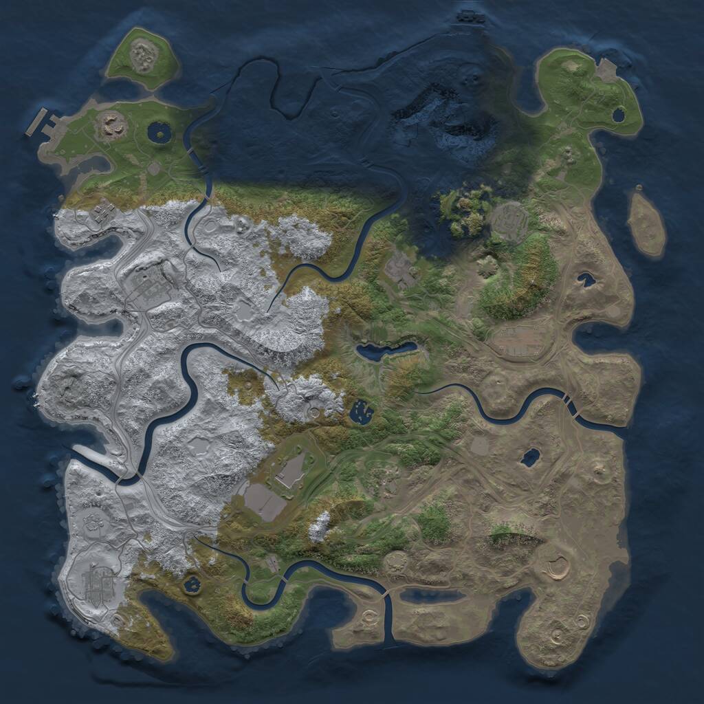 Rust Map: Procedural Map, Size: 4500, Seed: 1090470307, 17 Monuments