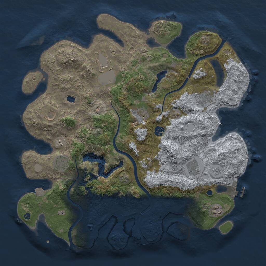 Rust Map: Procedural Map, Size: 4000, Seed: 2043413890, 14 Monuments