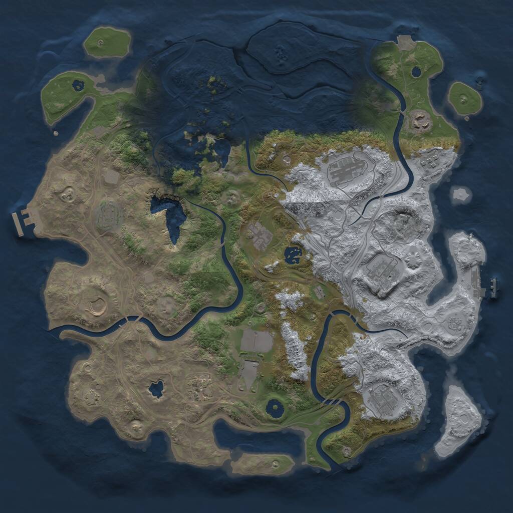 Rust Map: Procedural Map, Size: 4250, Seed: 947358044, 17 Monuments