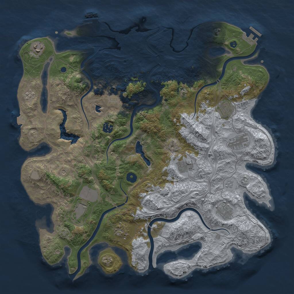Rust Map: Procedural Map, Size: 4250, Seed: 7640814, 16 Monuments