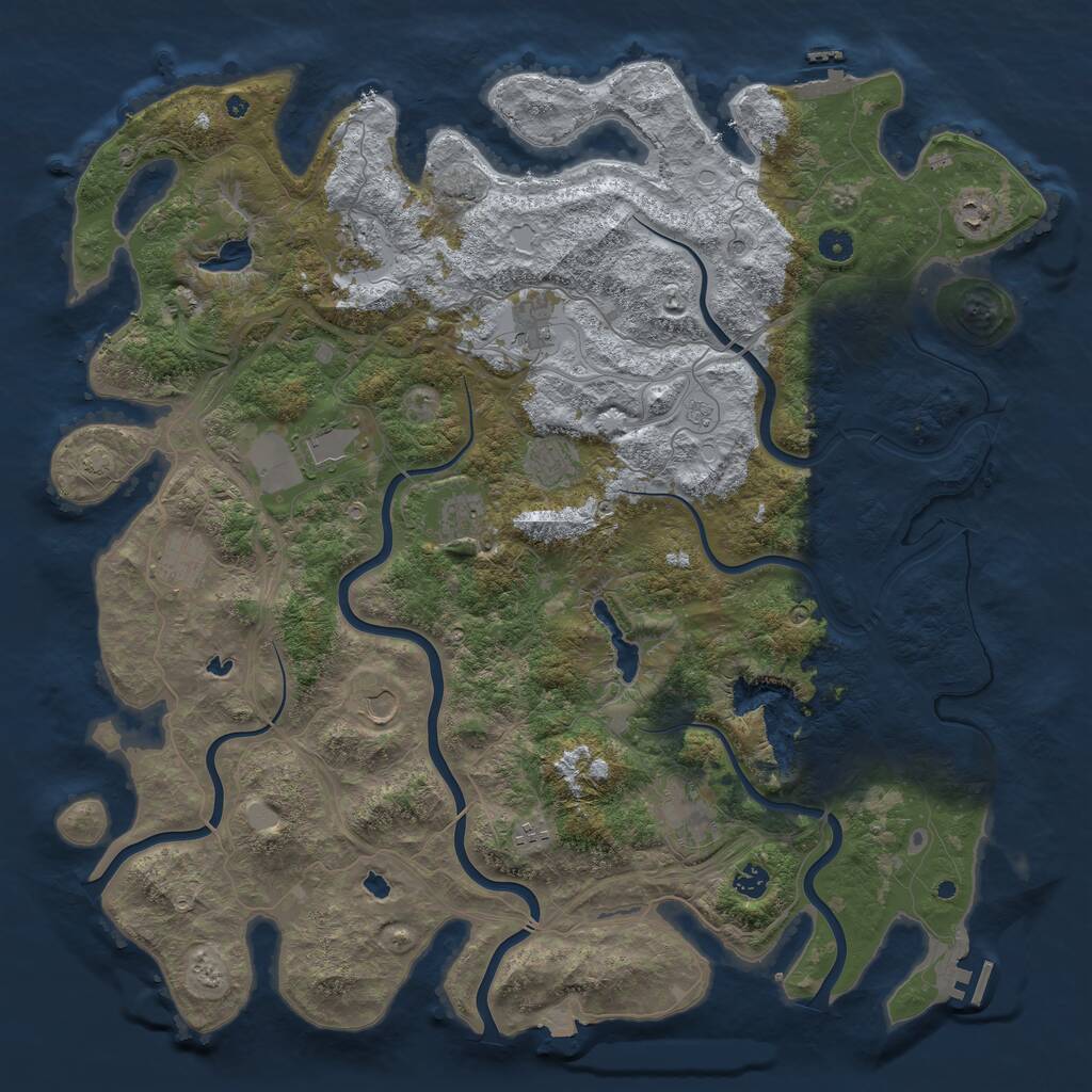 Rust Map: Procedural Map, Size: 4850, Seed: 311111443, 17 Monuments