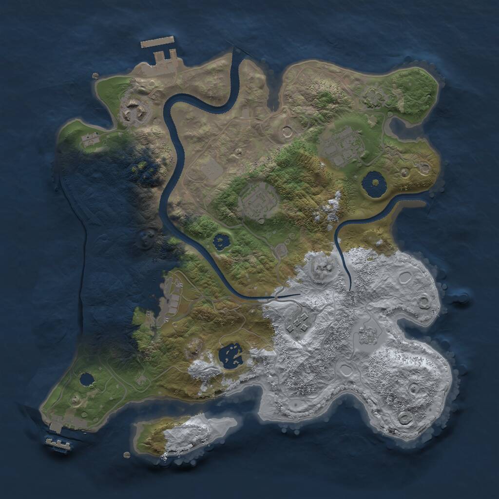 Rust Map: Procedural Map, Size: 3000, Seed: 46119, 12 Monuments
