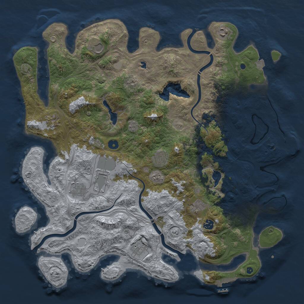 Rust Map: Procedural Map, Size: 4500, Seed: 201878573, 16 Monuments
