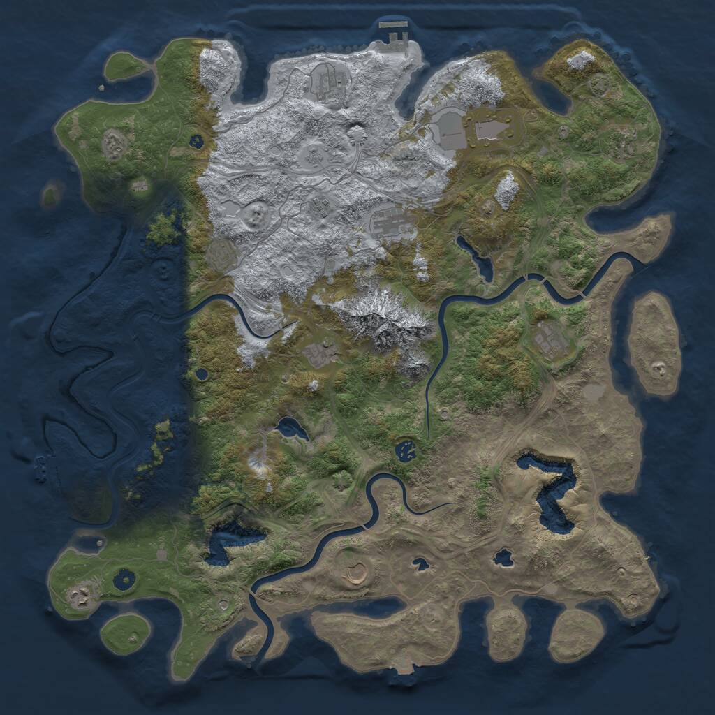 Rust Map: Procedural Map, Size: 5000, Seed: 402774160, 17 Monuments