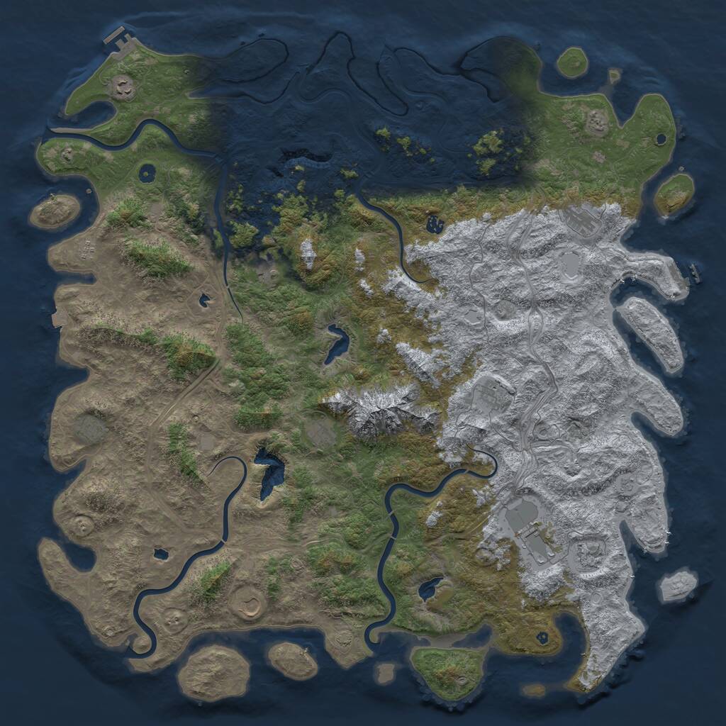Rust Map: Procedural Map, Size: 6000, Seed: 1110223274, 17 Monuments