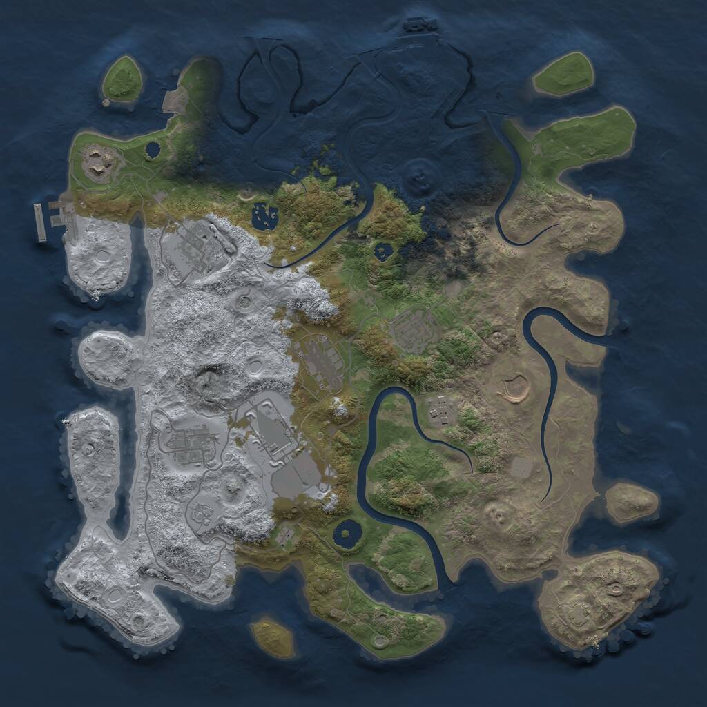 Rust Map: Procedural Map, Size: 3750, Seed: 205531850, 15 Monuments