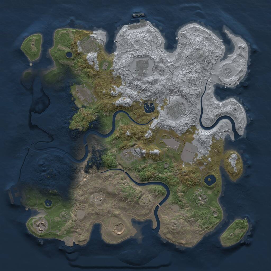 Rust Map: Procedural Map, Size: 3700, Seed: 2015267334, 17 Monuments