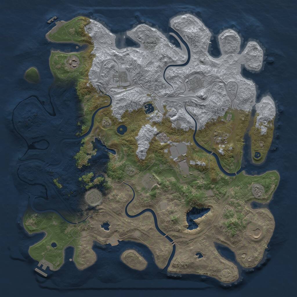 Rust Map: Procedural Map, Size: 4500, Seed: 2047319775, 16 Monuments