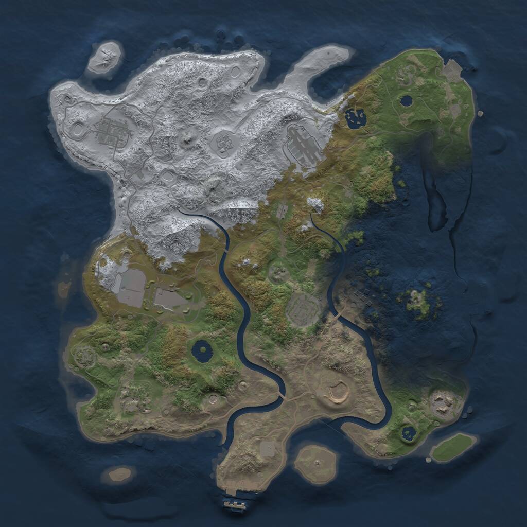 Rust Map: Procedural Map, Size: 3700, Seed: 1796639377, 15 Monuments