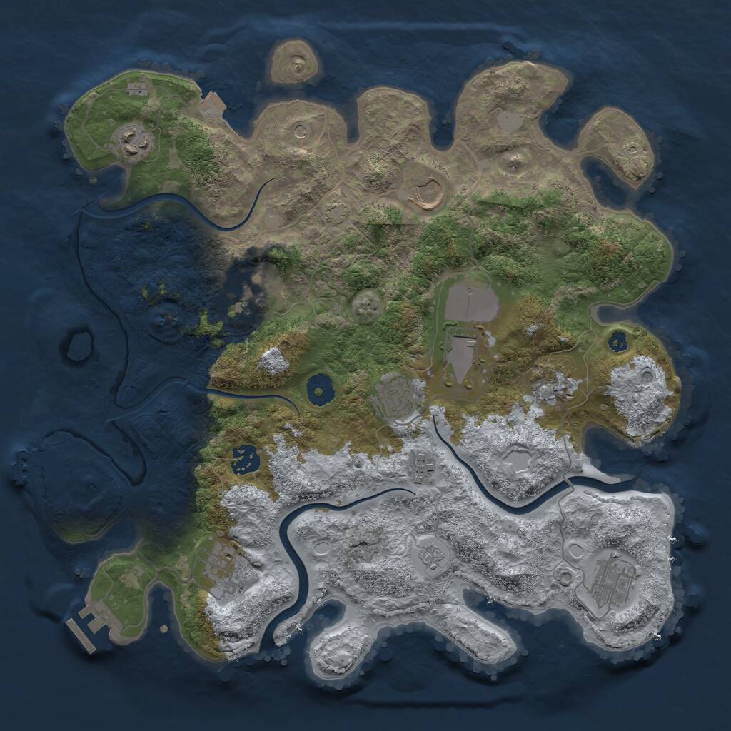 Rust Map: Procedural Map, Size: 3650, Seed: 27198598, 16 Monuments