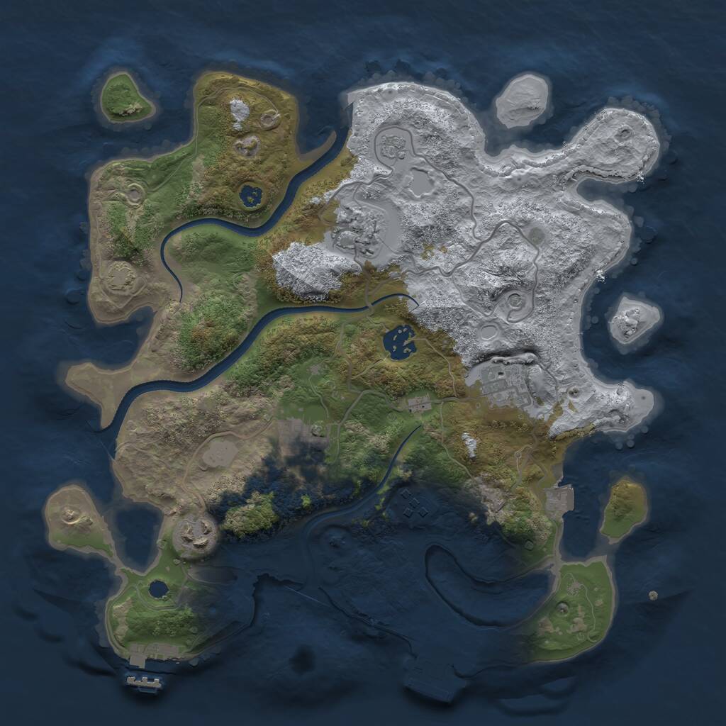 Rust Map: Procedural Map, Size: 3250, Seed: 698742, 12 Monuments
