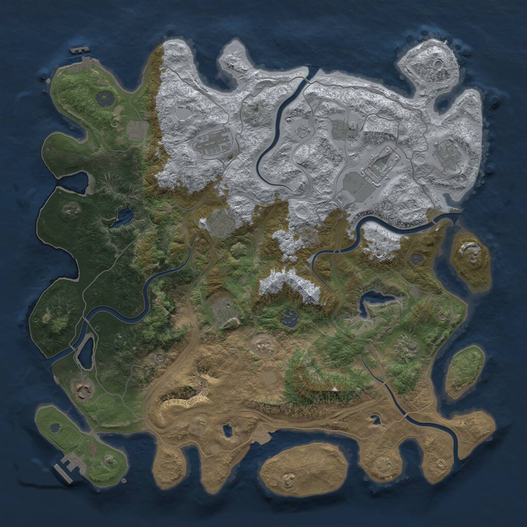 Rust Map: Procedural Map, Size: 4500, Seed: 1515649171, 18 Monuments