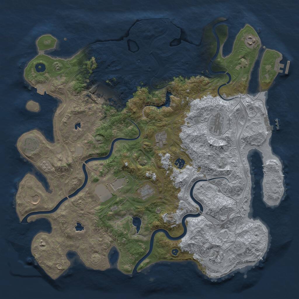 Rust Map: Procedural Map, Size: 4500, Seed: 120877777, 17 Monuments