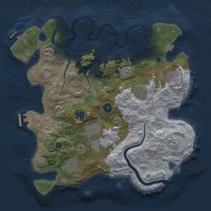 Thumbnail Rust Map: Procedural Map, Size: 3500, Seed: 66971, 15 Monuments