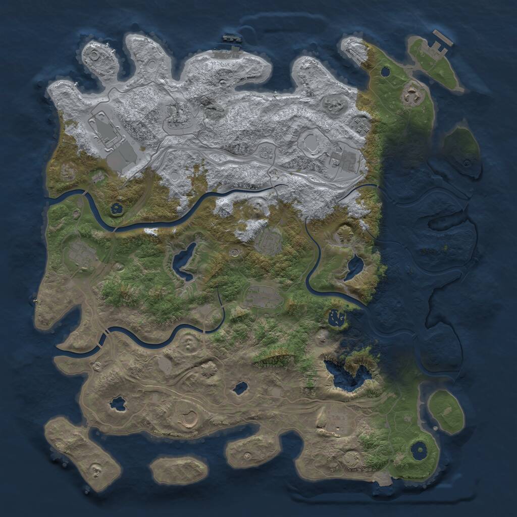 Rust Map: Procedural Map, Size: 4500, Seed: 36897, 17 Monuments