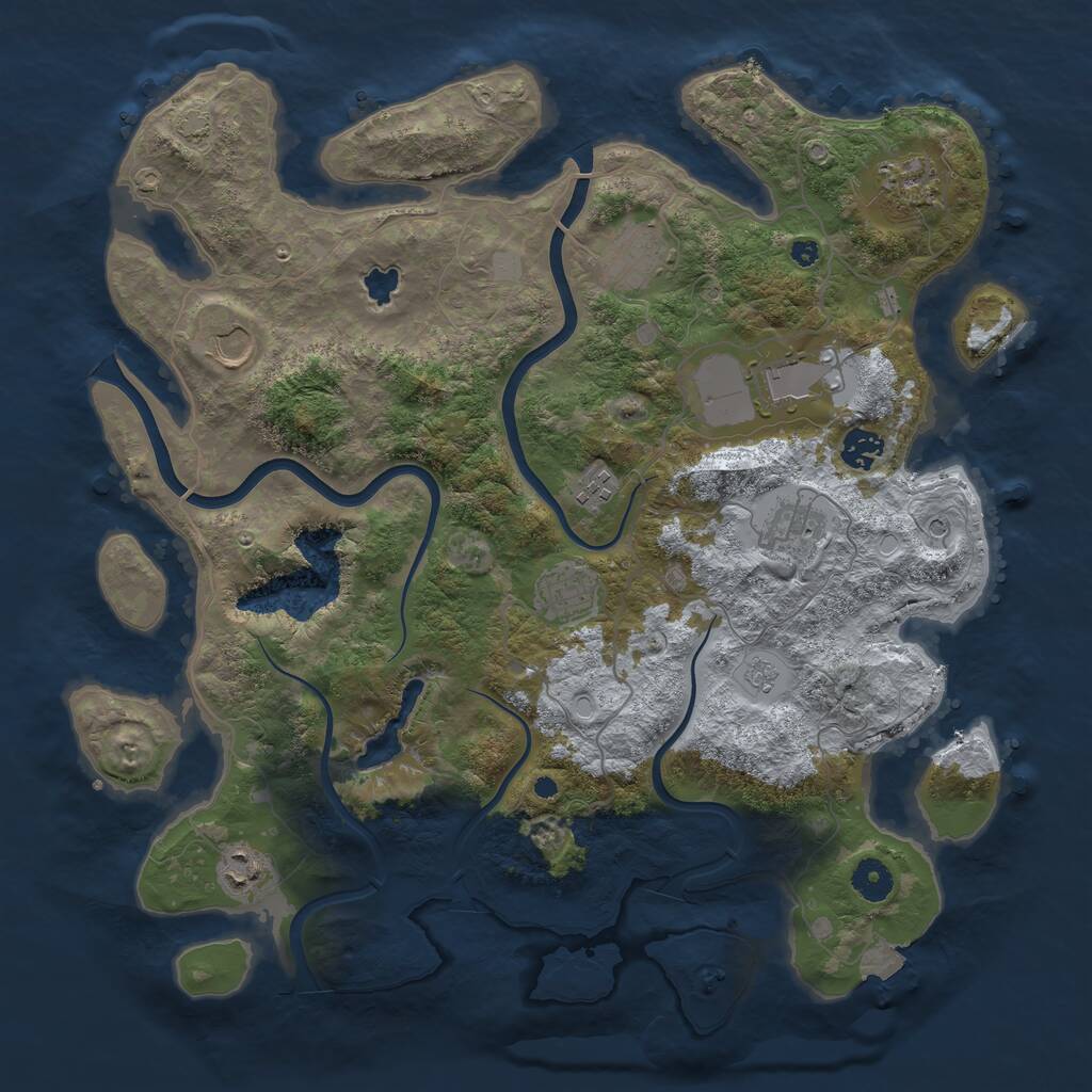 Rust Map: Procedural Map, Size: 4000, Seed: 911310254, 13 Monuments