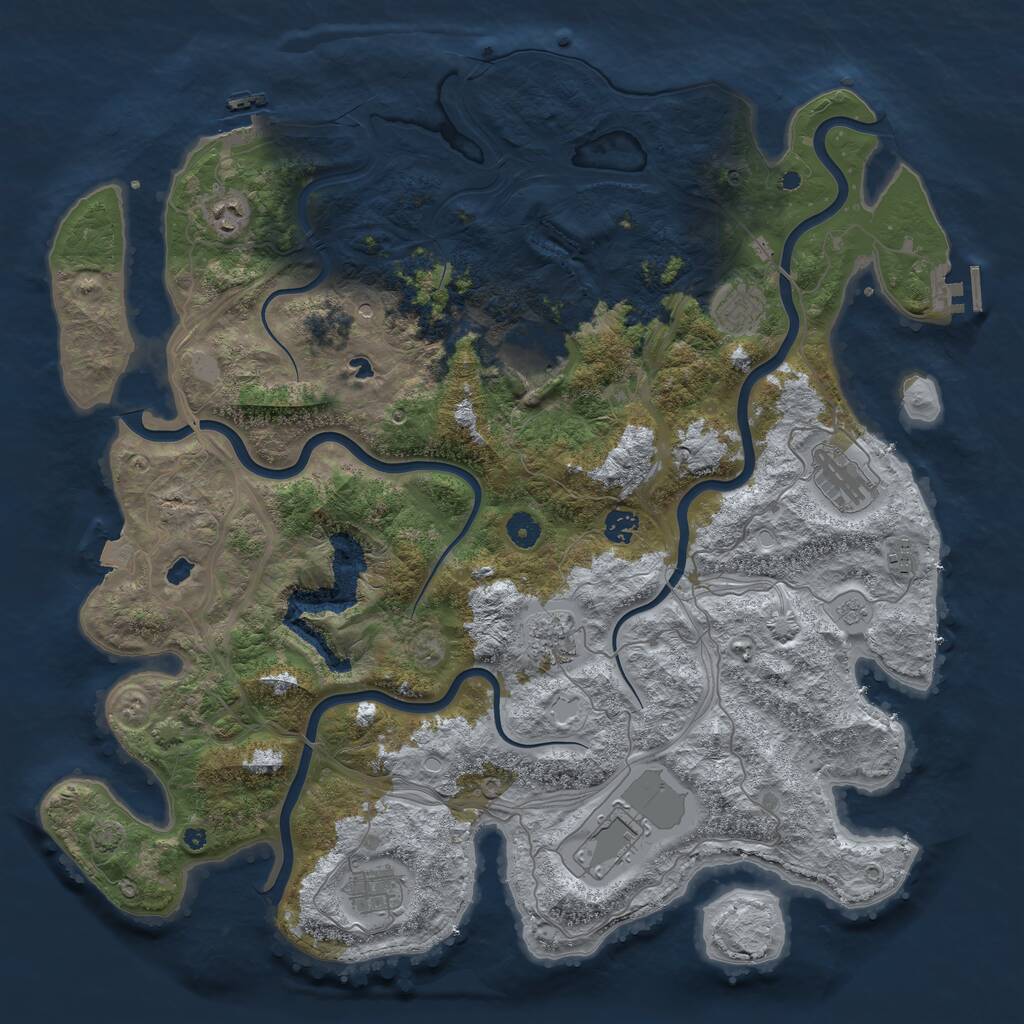 Rust Map: Procedural Map, Size: 4500, Seed: 1176397701, 15 Monuments