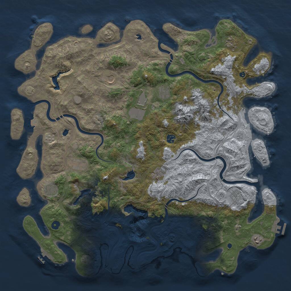Rust Map: Procedural Map, Size: 5000, Seed: 17468180, 17 Monuments