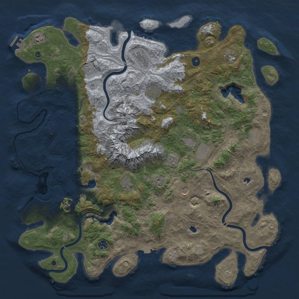 Rust Map: Procedural Map, Size: 5000, Seed: 1939627045, 17 Monuments