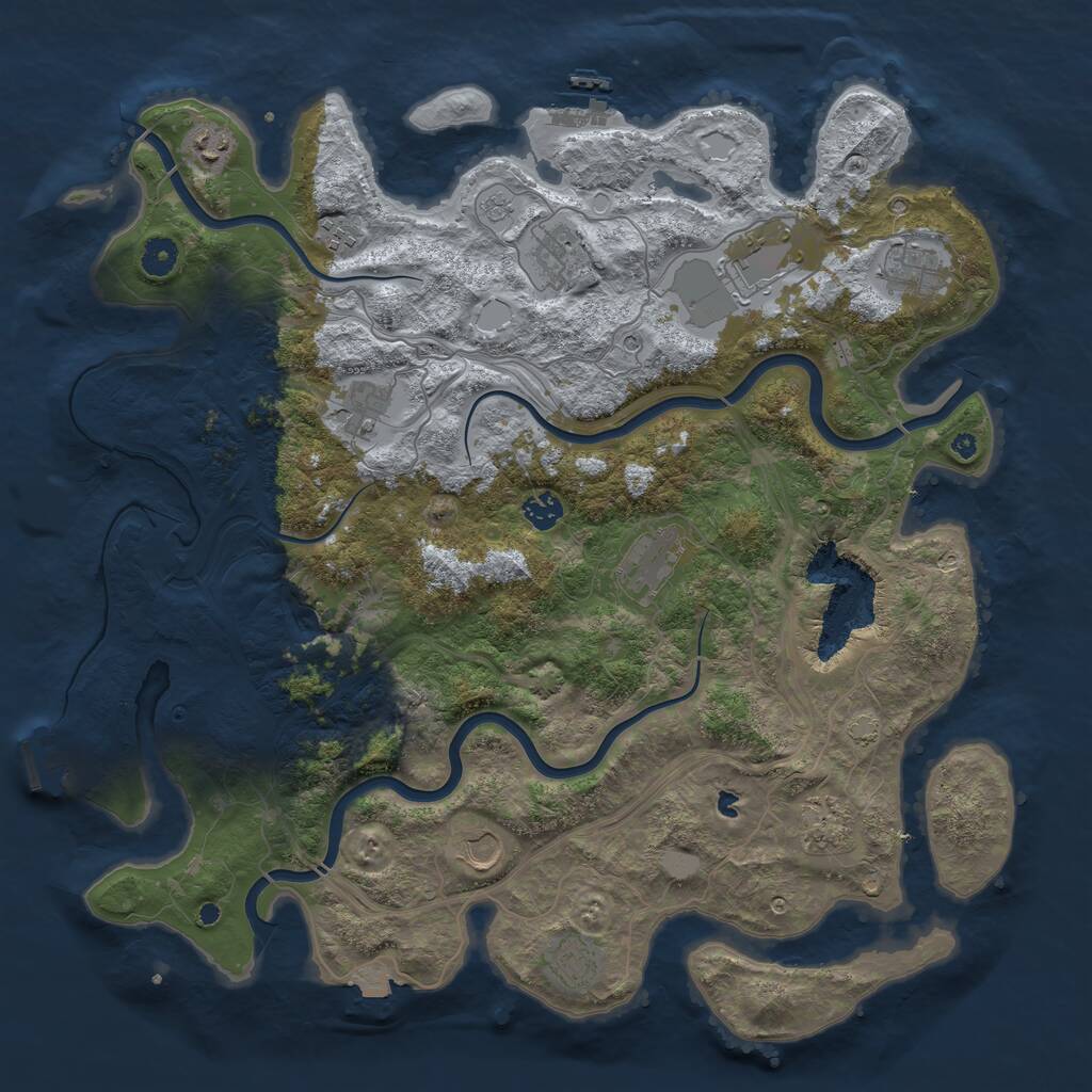 Rust Map: Procedural Map, Size: 4350, Seed: 1275733090, 17 Monuments