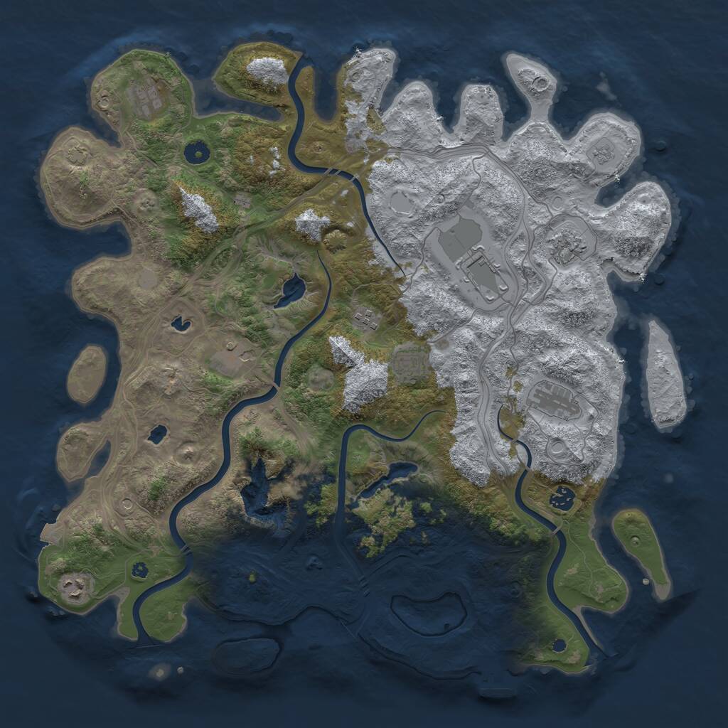 Rust Map: Procedural Map, Size: 4500, Seed: 129885663, 14 Monuments
