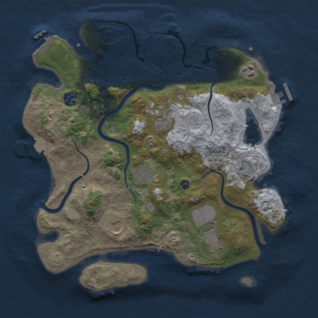Rust Map: Procedural Map, Size: 3500, Seed: 469997537, 13 Monuments